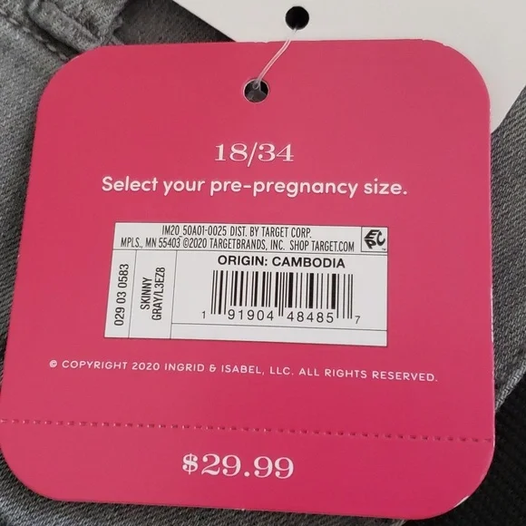 Isabel Maternity Skinny Jeans-expandable side panels, Gray Sz 00, 2, 16, 18NWT - Picture 6 of 7